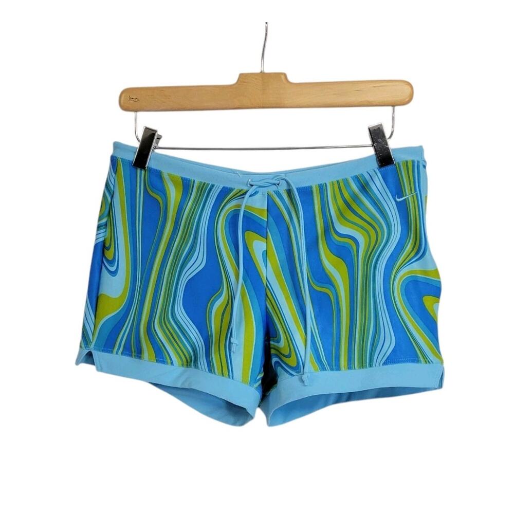 Nike Blue & Green Psychedelic Print Dri Fit Drawstring Shorts Size Small